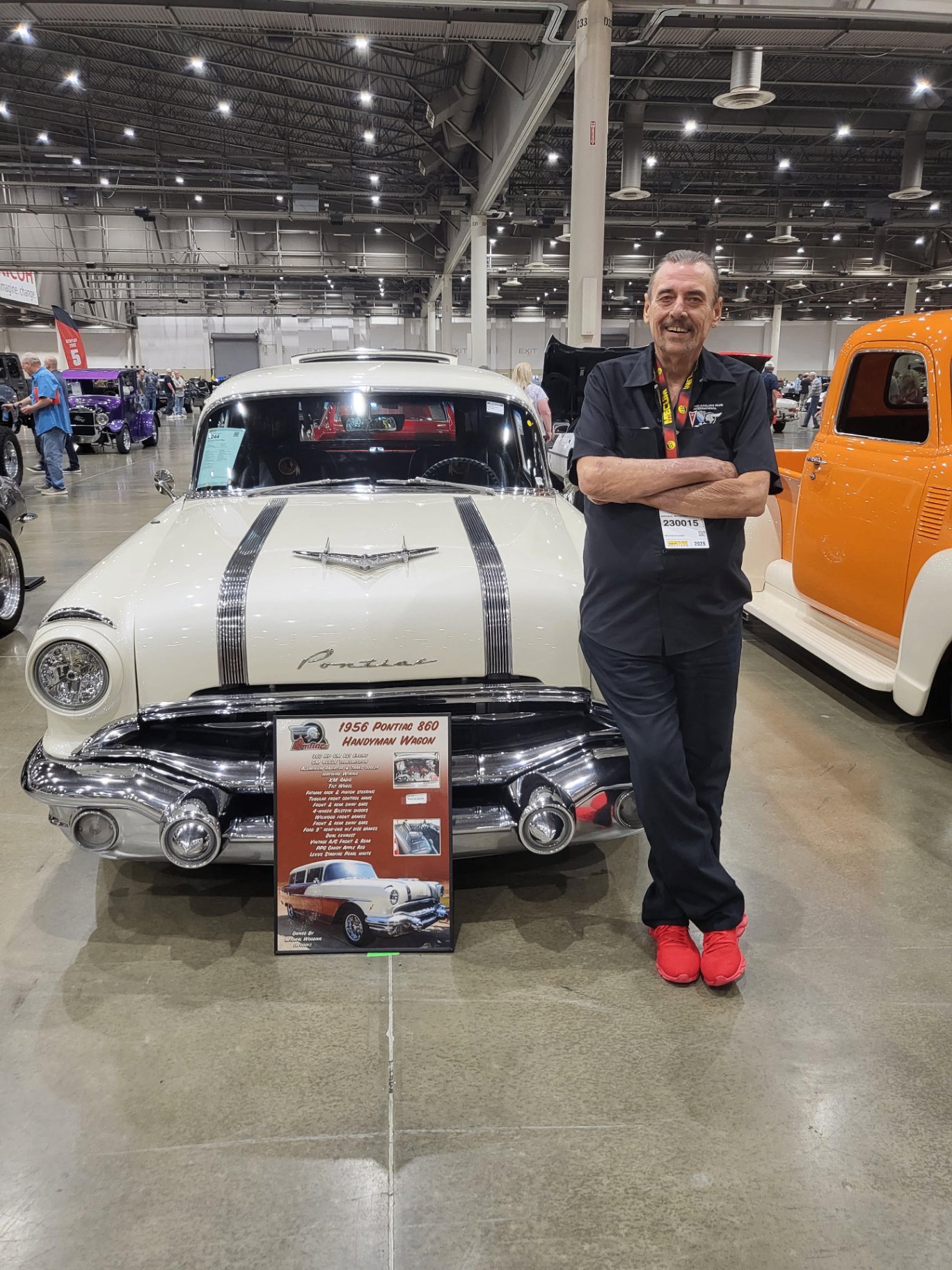 Michael "Woody" Wooding with his 1956 Pontiac 860 Handyman Wagon